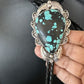 Men's Blue Spiderweb Turquoise Bolo Tie | Navajo Sterling Silver | Authentic Native American Handmade | 15008