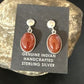 Navajo Burgundy Carnelian Dangle Earrings | Sterling Silver | Authentic Native American Handmade | 14924