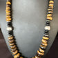 Navajo Coffee Tiger's Eye & Black Onyx Necklace | Sterling Silver Navajo Pearls | 22" | Authentic Native American | 15228