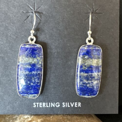 Blue Denim Lapis Dangle Earrings | Sterling Silver | 1" | 15804