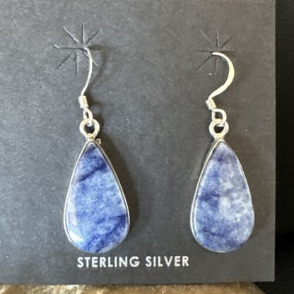 Blue Denim Lapis Dangle Earrings | Sterling Silver | 1" | 15807