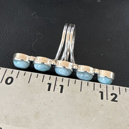 Navajo Blue Larimar Multi-Stone Ring | Authentic Native American Sterling Silver | Multi-Stone | Sz 9.5 | 15973
