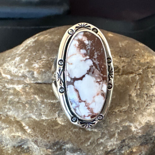 Navajo Wild Horse Turquoise Ring | Sterling Silver | Sz 8.5 | Authentic Native American Handmade | 16470