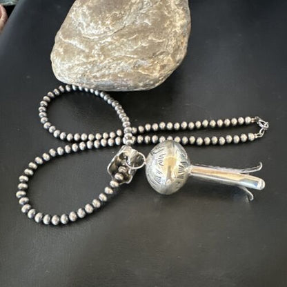 Native American Navajo Sterling Silver Necklace | 3.5" Naja Pendant | 20" | 16480