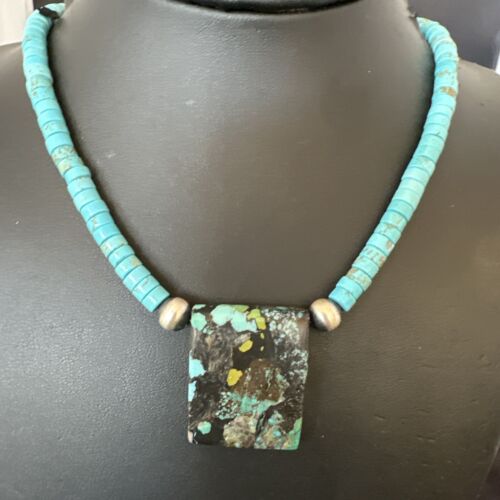 Navajo SpiderWeb Turquoise Heishi Pearls Necklace | Sterling Silver | 20" | Authentic Native American Handmade | 17099