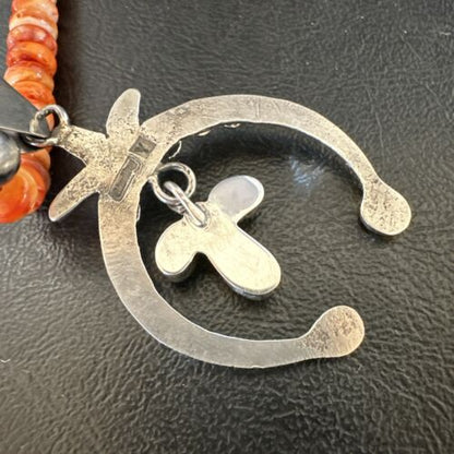 Navajo Red Spiny Oyster Naja Pendant Necklace | Sterling Silver | 23" | Authentic Native American Handmade | 17660