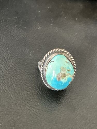 Navajo Blue Kingman Turquoise Ring | Sterling Silver | Sz 5.5 | Authentic Native American Handmade | 16893