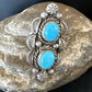 Navajo Blue Kingman Turquoise Cluster Ring | Authentic Native American Sterling Silver | Multi-Stone | Sz 8.5 | 15892