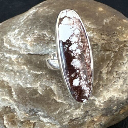 Navajo Wild Horse Turquoise Ring | Sterling Silver | Sz 8 Adjustable | Authentic Native American Handmade | 15553