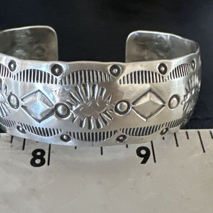 Navajo Stamped Cuff Bracelet | Sterling Silver | Authentic Native American Handmade | 17460