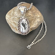 Men's White Buffalo Turquoise Pendant | Navajo Pearl Sterling Silver Necklace | Authentic Native American | 17038
