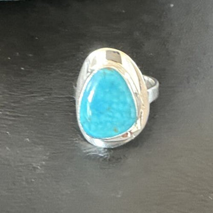 Navajo Blue Kingman Turquoise Ring | Sterling Silver | Sz 10 | Authentic Native American Handmade | 16581