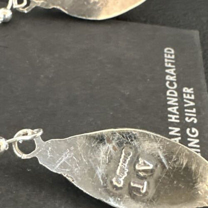 Navajo Orange Spiny Oyster Dangle Earrings | Sterling Silver | Authentic Native American Handmade | 17276