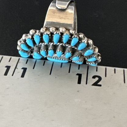 Navajo Blue Turquoise Cluster Ring | Authentic Native American Sterling Silver | Multi-Stone | Adjustable Sz 7 | 15705