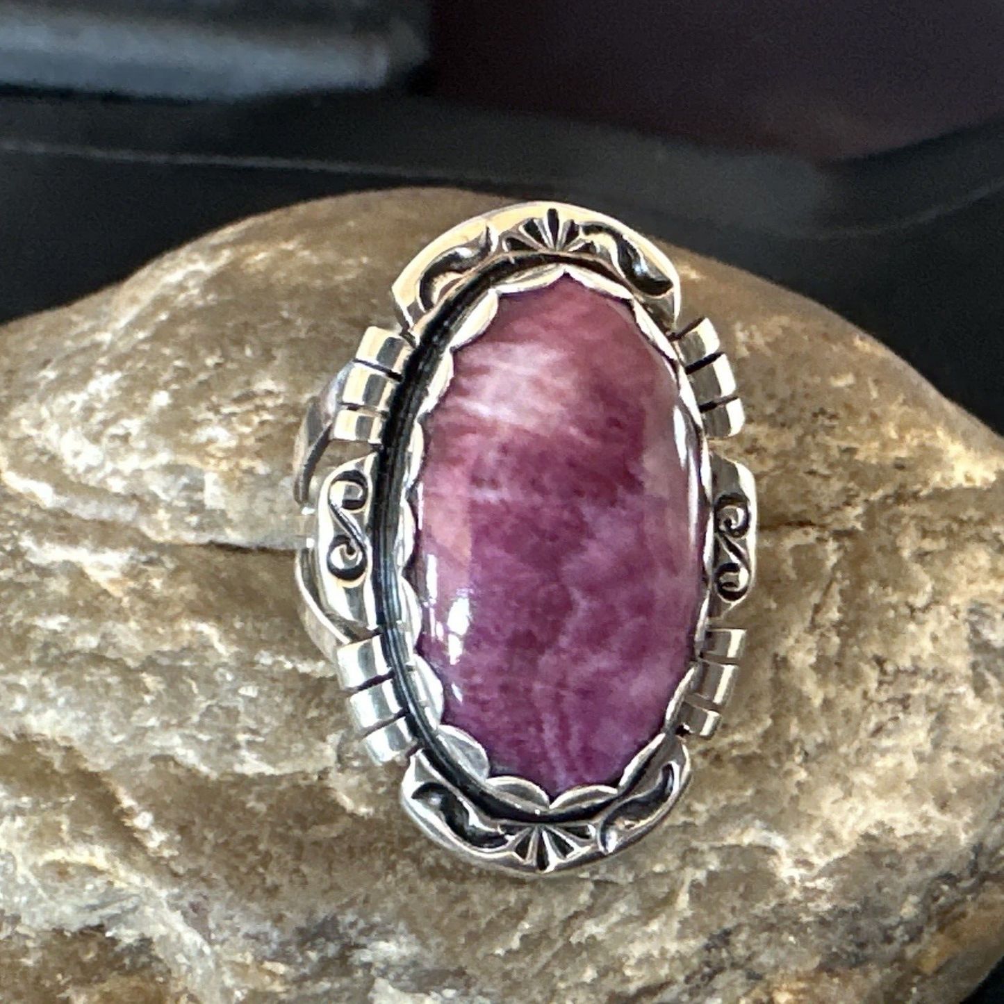 Navajo Purple Spiny Oyster Ring | Sterling Silver | Sz 10.5 | Authentic Native American Handmade | 16478