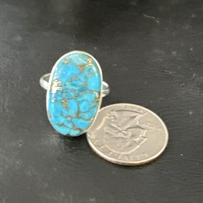 Navajo Blue Mojave Turquoise Ring | Sterling Silver | Sz 10 | Authentic Native American Handmade | 16053