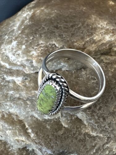 Navajo Green Gaspeite Ring | Sterling Silver | Sz 9.5 | Authentic Native American Handmade | 16397