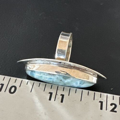 Navajo Blue Larimar Ring | Sterling Silver | Sz 8 | Authentic Native American Handmade | 16007