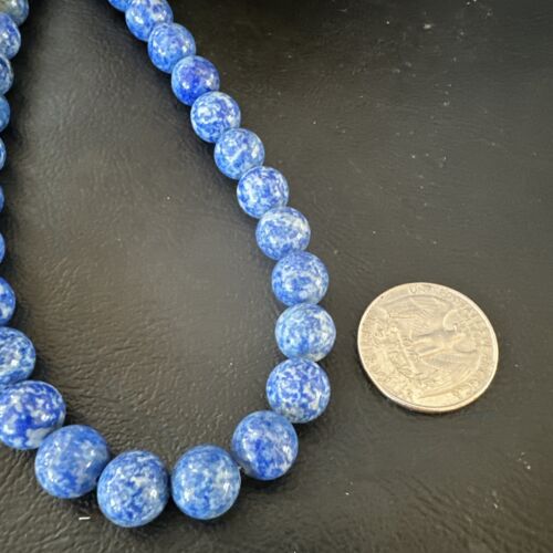 Navajo Blue Denim Lapis Graduated Necklace | Sterling Silver | Authentic Native American | 23" | 16549