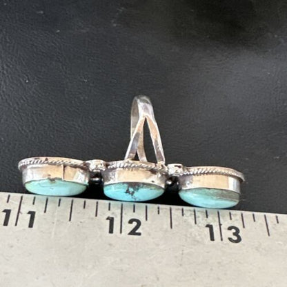Navajo Blue Dry Creek Turquoise Multi-Stone Ring | Authentic Native American Sterling Silver | Sz 10 | 16731