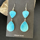 Navajo Blue Kingman Turquoise Dangle Earrings | Sterling Silver | Authentic Native American Handmade | 15108