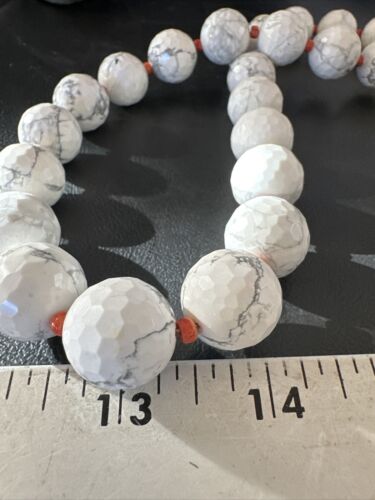 Navajo White Howlite Spiny Oyster Beads Necklace | Sterling Silver | 21" | Authentic Native American Handmade | 16819