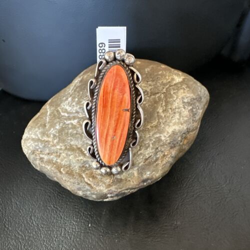 Native American Men's Spiny Oyster Ring | Navajo Sterling Silver | Sz 8.5 | 16889