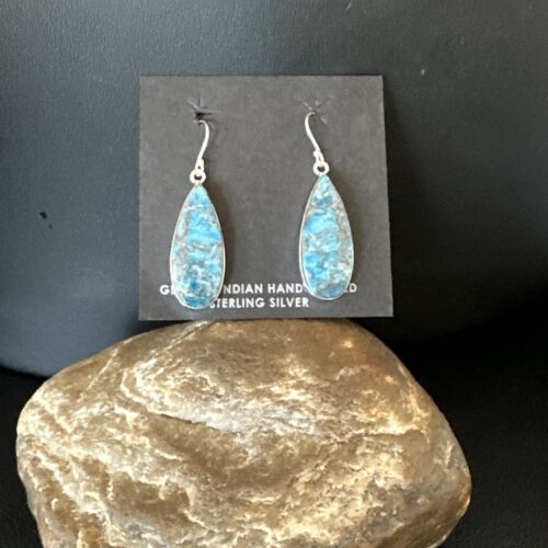 Blue Denim Lapis Dangle Earrings | Sterling Silver | 1" | 15799