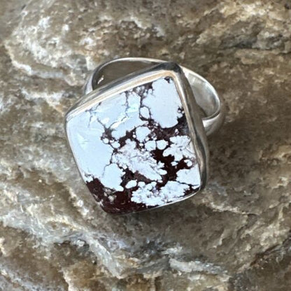 Men's and Women's Wild Horse Turquoise Ring | Navajo Sterling Silver | Sz 8 | 17262
