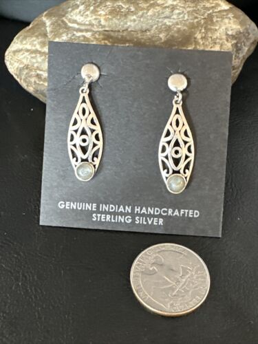 Navajo Labradorite Dangle Earrings | Sterling Silver | Authentic Native American Handmade | 15310
