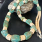 Santo Domingo Green Nugget Turquoise Necklace | Sterling Silver | 30" | Authentic Native American Handmade | 15291