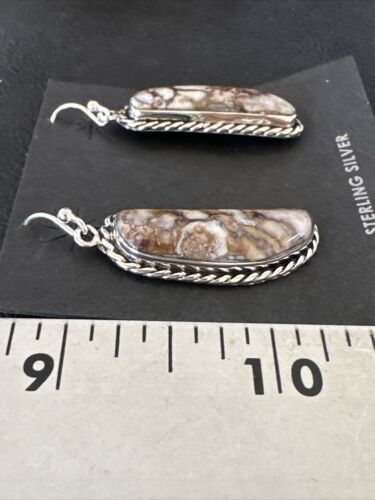 Navajo Wild Horse Turquoise Dangle Earrings | Sterling Silver | Authentic Native American Handmade | 16517