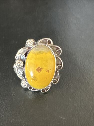Navajo Yellow Bumble Bee Jasper Ring | Sterling Silver | Sz 9 | Authentic Native American Handmade | 14944