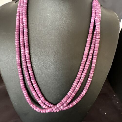 Sugilite Heishi Bead Necklace | 3 Strand | Stabilized Sterling Silver | 20" | 16176