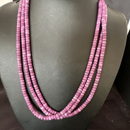 Sugilite Heishi Bead Necklace | 3 Strand | Stabilized Sterling Silver | 20" | 16176