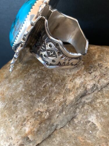 Navajo Kingman Turquoise Ring | Sterling Silver | Sz 9.5 | Authentic Native American Handmade | 2827