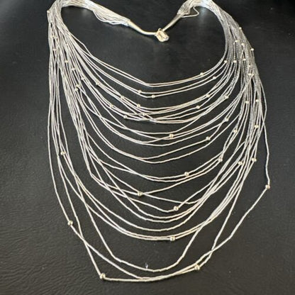 Graduated Bib Heishi Liquid Necklace | Sterling Silver | 24" | 17241