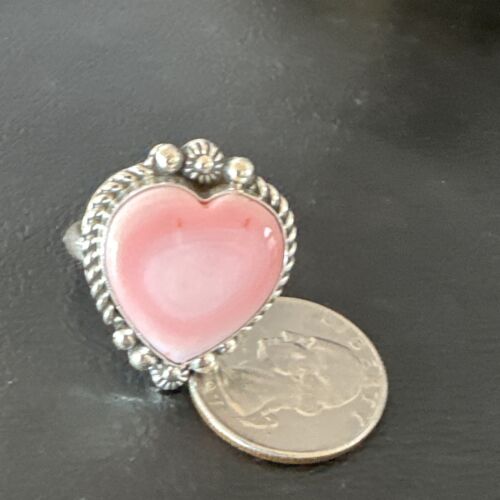 Navajo Pink Conch Heart Ring | Handmade | Sz 10 | Authentic Native American | 16042