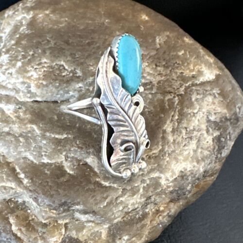 Navajo Blue Turquoise Ring | Sterling Silver | Sz 5.5 | Authentic Native American Handmade | 15404