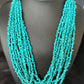 Blue Turquoise Nugget Bead Necklace | 10 Strand | Navajo Sterling Silver | 22" | 15030