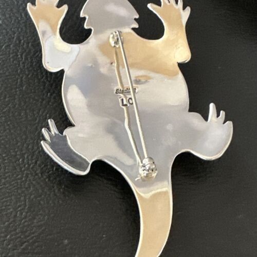Handmade Stamped Navajo Pink Coral Horny Toad Pin | Authentic Native American Jewelry | 15669