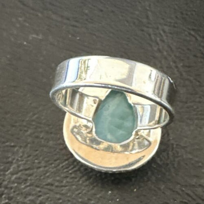 Navajo Blue Larimar Ring | Sterling Silver | Sz 7 | Authentic Native American Handmade | 17663