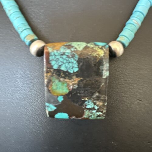 Navajo SpiderWeb Turquoise Heishi Pearls Necklace | Sterling Silver | 20" | Authentic Native American Handmade | 17090