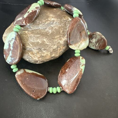Navajo Men's Green Chrysoprase & Howlite Necklace | Sterling Silver | 20" | Authentic Native American Handmade | 16820