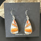 Navajo Blue Turquoise & Orange Spiny Oyster Inlay Dangle Earrings | Sterling Silver | 15583