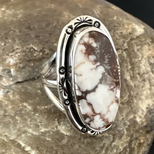 Navajo Wild Horse Turquoise Ring | Sterling Silver | Sz 8.5 | Authentic Native American Handmade | 16470