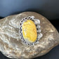 Navajo Yellow Bumble Bee Jasper Ring | Sterling Silver | Sz 9.5 | Authentic Native American Handmade | 14946