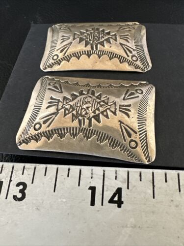 Native American Navajo Stamped Sterling Silver Handmade Earrings | Authentic Artisan Jewelry | 15846