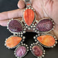 Navajo Red Spiny Oyster Naja Pendant Necklace | Sterling Silver | 16098