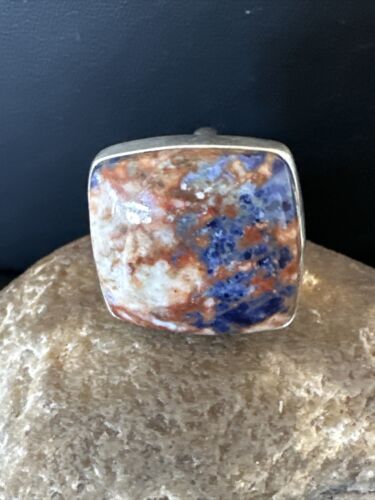 Navajo Blue Lapis Square Ring | Sterling Silver | Sz 6 | Authentic Native American Handmade | 16434